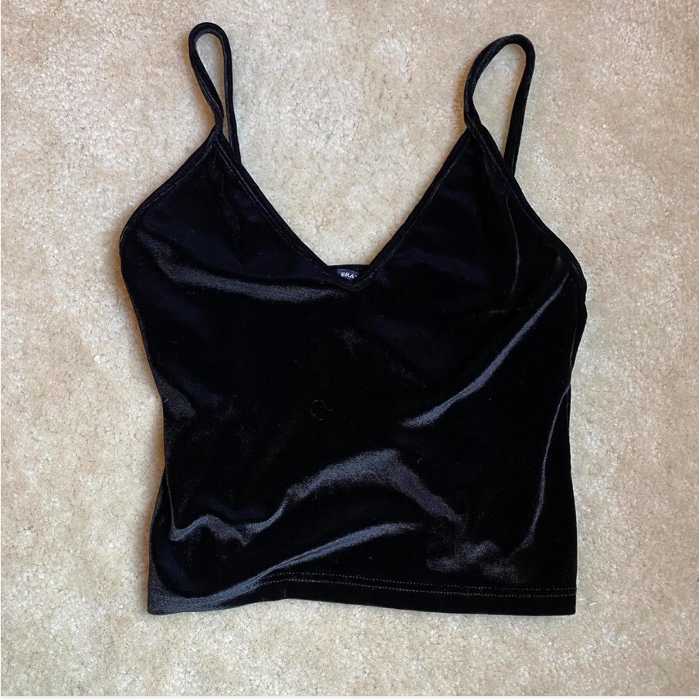 Brandy Melville Black Velvet Camisole - ONE SIZE
